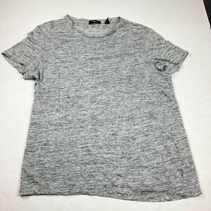 Theory Mens Linen T-Shirt S Gray Short Sleeve Relaxed Fit Luxe Basic Essential